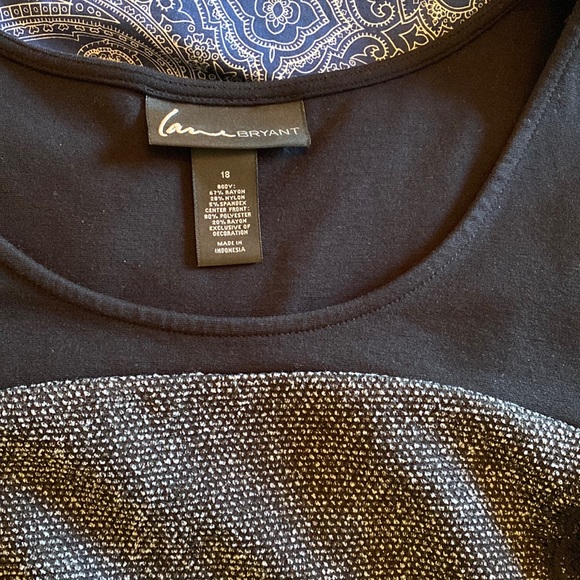 Lane Bryant Black Panel Front Dress with Lace Overlay-Size 18 - Picture 3 of 5